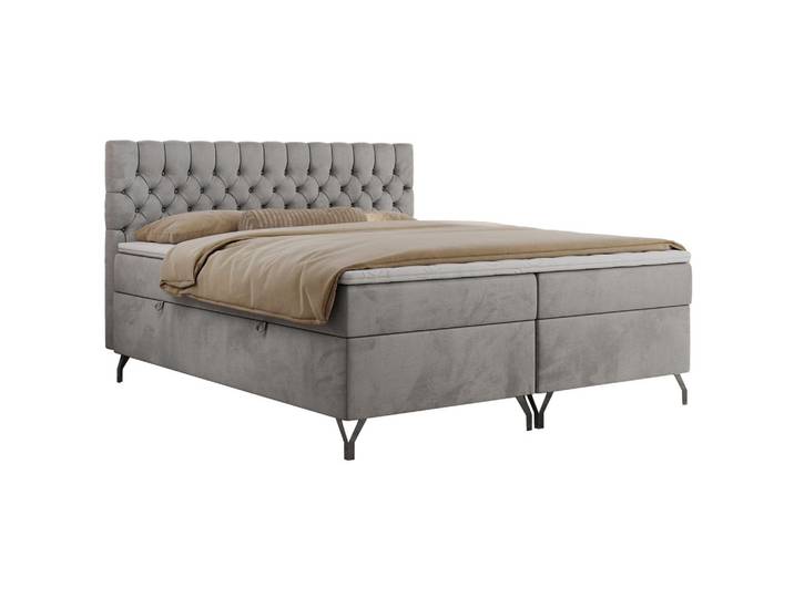 BOXBETT GRIMALDI 140/200 Hellgrau Velvet - H4