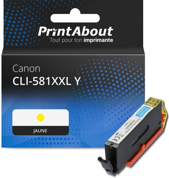Cartouche PrintAbout compatible pour Canon CLI-581XXL Y - Jaune - Très grande capacité