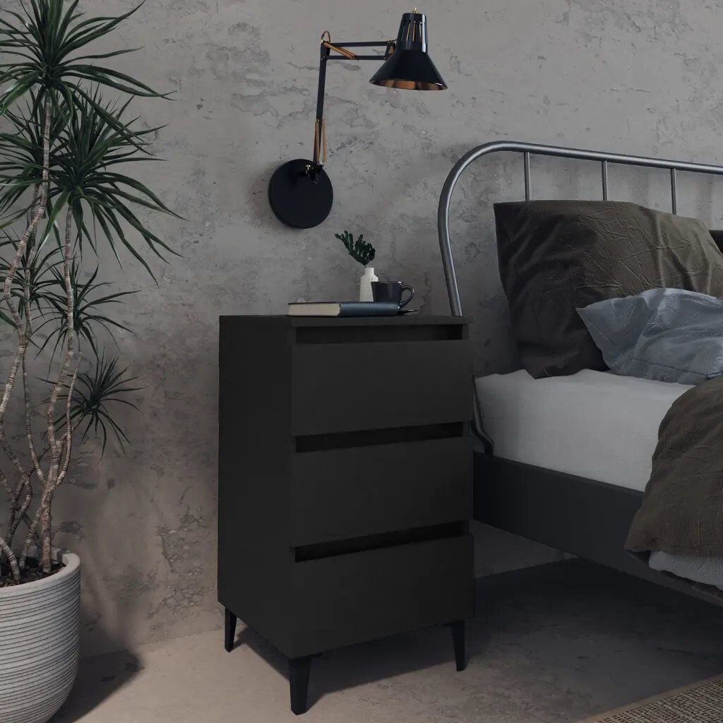 Rio Pythagoras 40 cm W Bedside Table Black 69cm H X 40cm W X 35cm D