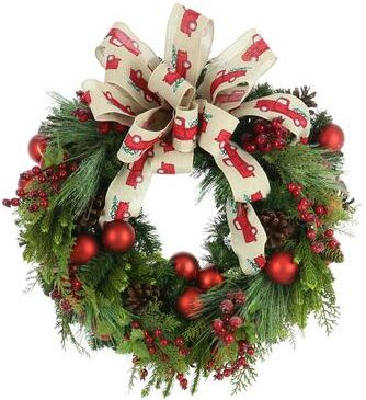 Creative Labs "26"" Evergreen Wreath with Ornaments and Berries"
