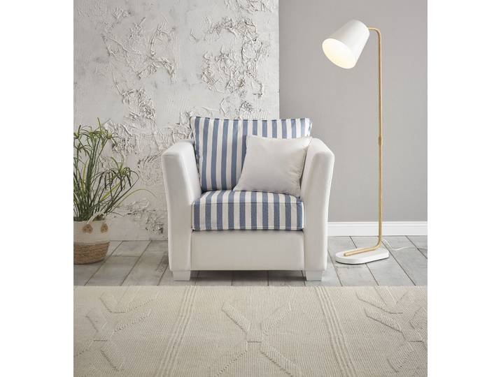 Sessel HOME AFFAIRE CALIFORNIA , beige (hellbeige), B:95cm H:88cm T:96cm, 100% PES, Sessel, Sessel, maritimer Landhausstil, Sessel mit Holzfüssen Weiss lackiert