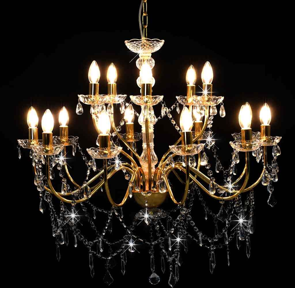 vidaXL Lustre 2 couches Doré 15 ampoules E14