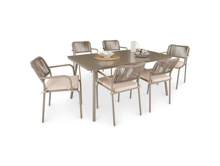 GARTENMÖBEL SET VOLONTE 7er Set braun, champagne