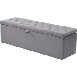 OKWISH Betthocker mit Stauraum 138x41x42 cm Leinen Stoffhocker Europäisches Design Sitzbank für Schlafzimmer mit großem Stauraum einfach montiert Grau
