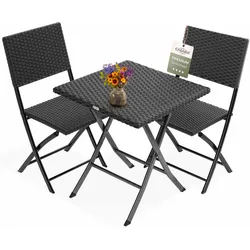 Polyrattan Gartensitzgruppe 3-tlg Schwarz