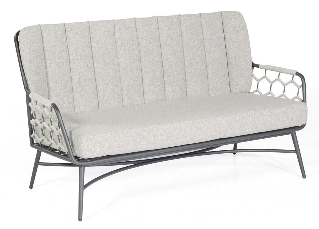 MUESING Lounge-Sofa Yale Alu/Polyrope silbergrau inkl. Kissen SonnenPartner 16906146