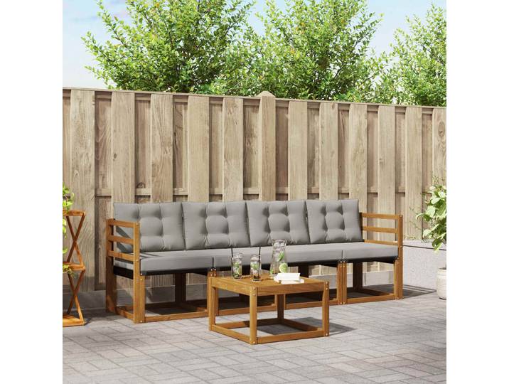 vidaXL Outdoor-Sofagarnitur 5 stk. Natürlich und Hellgrau