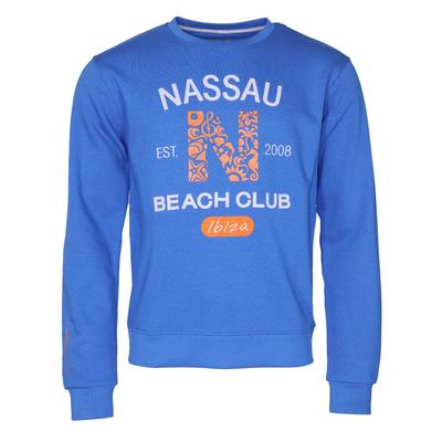 Sweater NASSAU BEACH "NB22010", Herren, Gr. 48S, blau (tiefblau), 60% Baumwolle, 40% Polyester, Rundhals, Sweatshirts Sweater