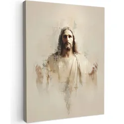 LEINWANDBILD Porträt - Abstrakt - Jesus - Beige Room Decor 30x40 cm