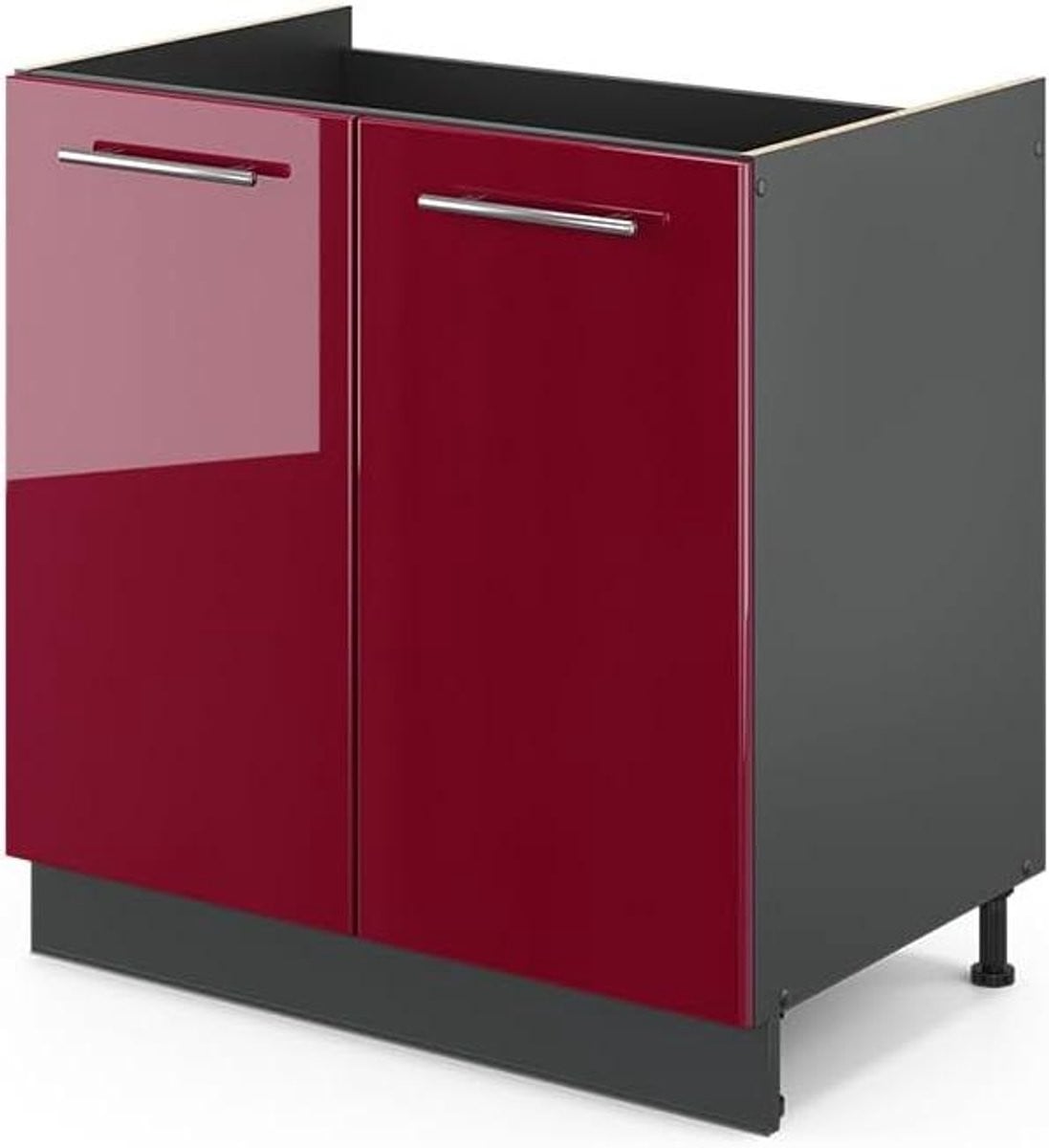 Spoelbakonderkast Bordeaux Hoogglans met Softclose Scharnieren - 80 cm