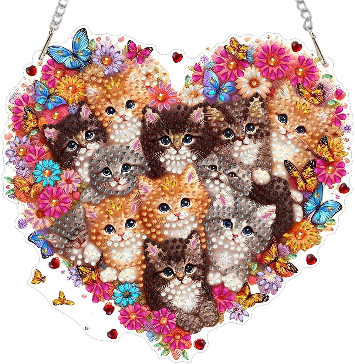 MXJSUA Katten Diamant Schilderij Kunst Raam Zonnevangers - Diamant Kunst Kit voor Volwassenen - Hangend Ornament