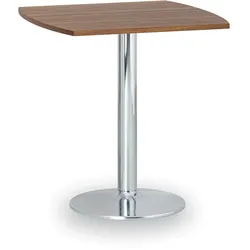 Runder Konferenztisch, Bistrotisch FILIP II, 66x66 cm, verchromtes Metallgestell, Nussbaum