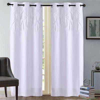 Sweet Home Collection "Hudson Pintuck Window Curtain Panel Pair (84""x38"") White"