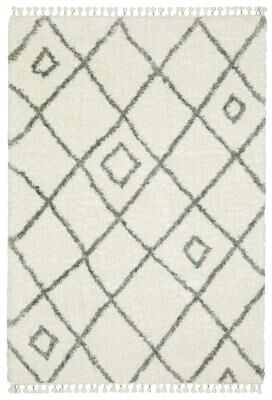Style Haven Aire Diamond Lattice Ivory/ Multi Shag Tassel Fringe Area Rug.