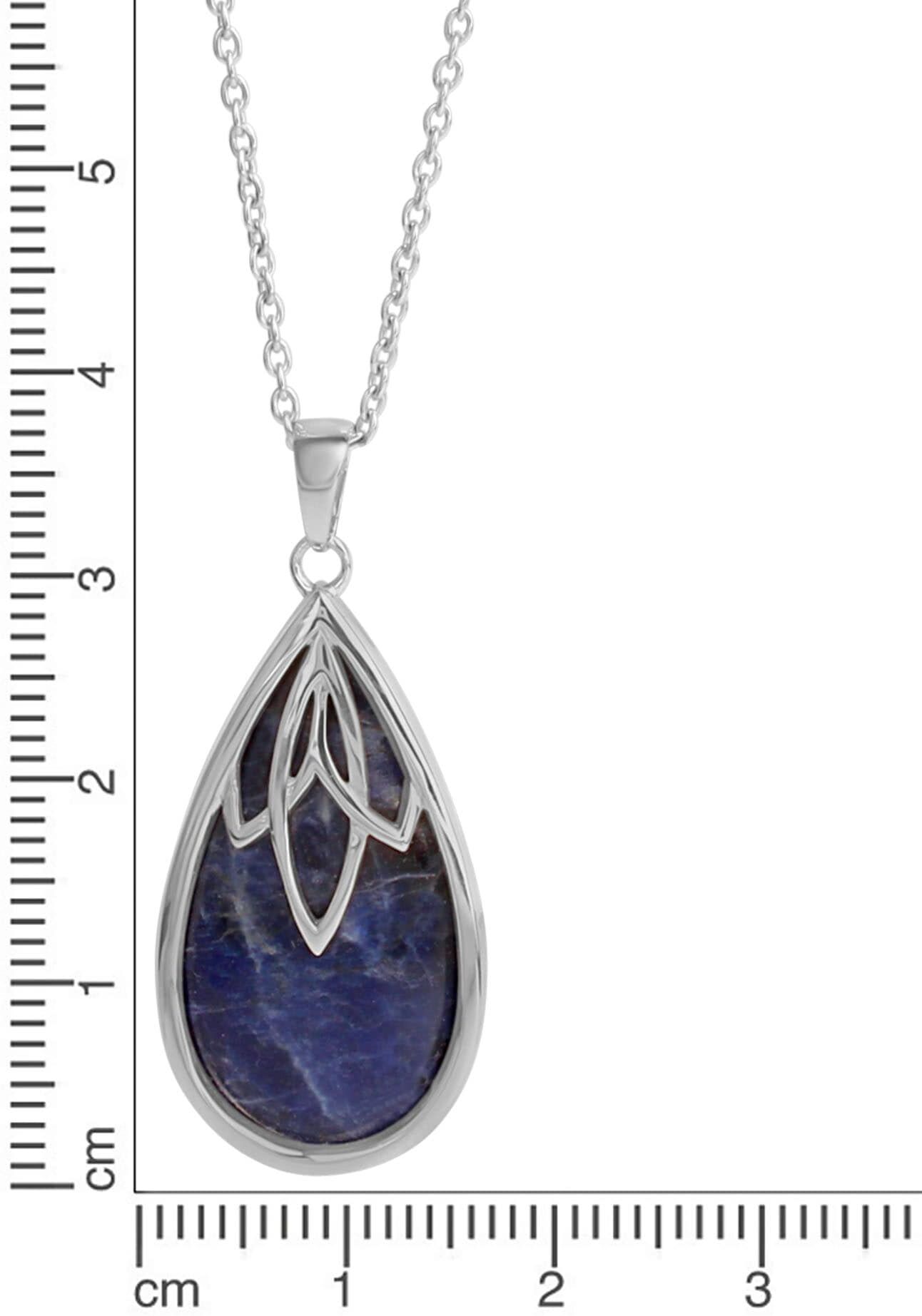 Kette mit Anhänger FIRETTI "Schmuck Geschenk Silber 925 Halsschmuck Halskette Ankerkette", bunt (silberfarben, blau), Halsketten, Damen, Silber 925 (Sterlingsilber), L: 45 B: 1mm, Kette mit Anhänger, mit Sodalith, B:1mm