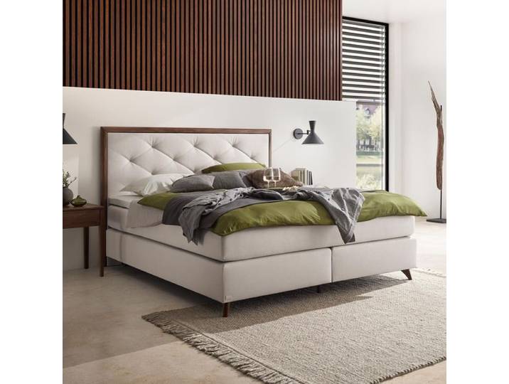 Boxspringbett Snella Kunstleder 160x200cm TTF-Box Härtegrad: H2 Weiß klassischer Stil