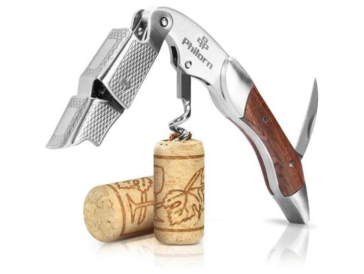 Kellnermesser All-in-1 Edelstahl Palisandergriff, Mehrfarbig, Holz, 12 cm, Barzubehör & Weinzubehör, Barzubehör