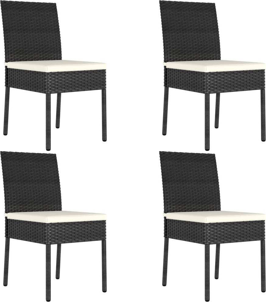 Syfax Set van 4 Tuinstoelen in Zwart Poly Rattan