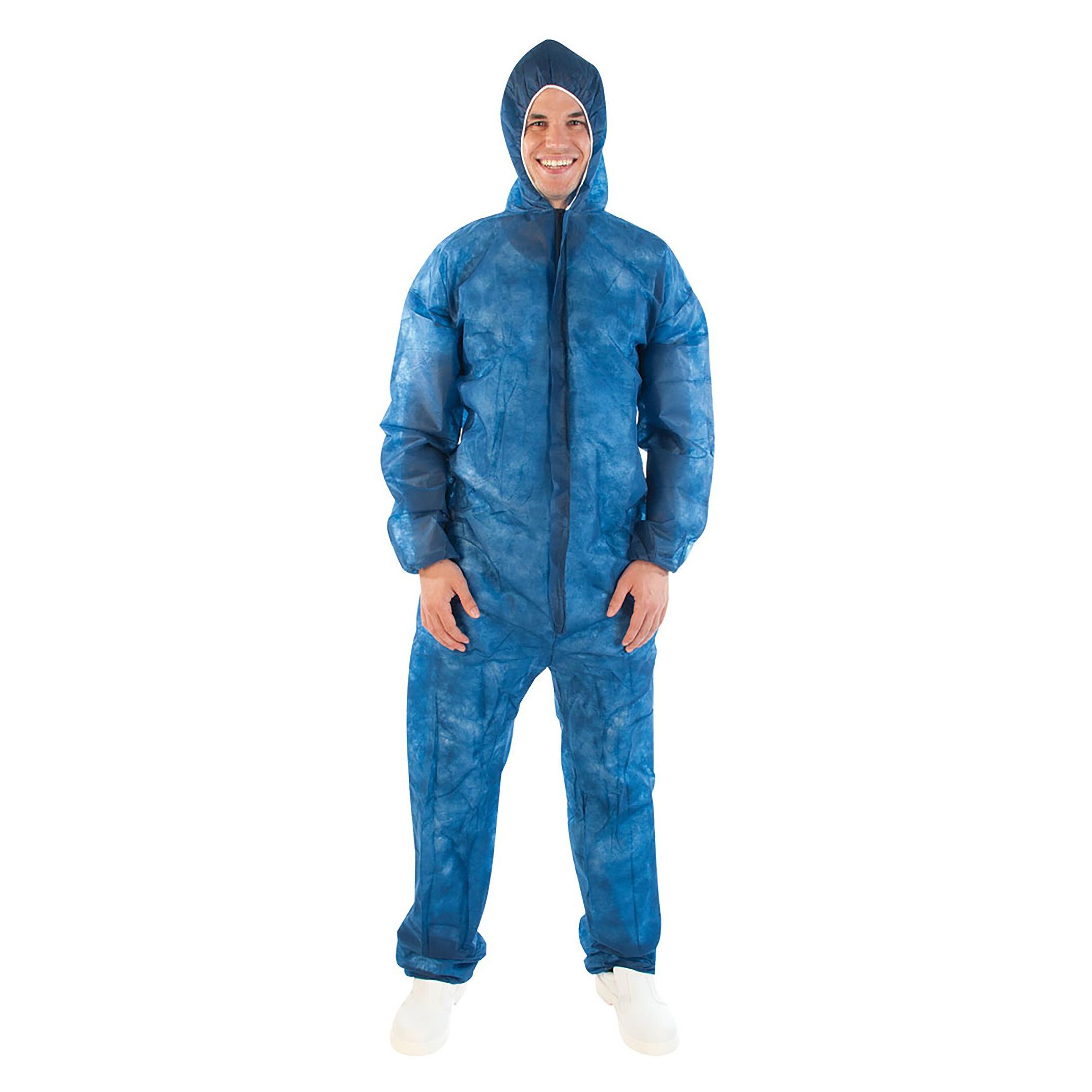 franz mensch Hygonorm Overall "Light", PP, L, blau Taillen + Armgummi, Kapuze (L) (27646)