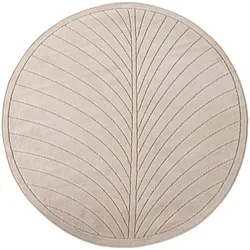 TEPPICH Outdoor, Fußbodenheizung-geeignet, mit Blattmotiv, aus Polypropylen, ENGADIN in Beige, Ø 80 cm