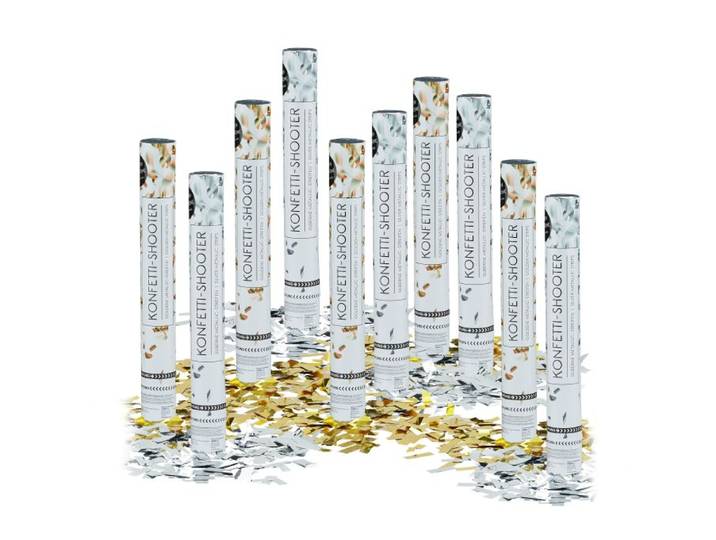 Relaxdays 10x Party Popper Gold/Silber