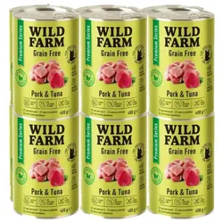 WILD FARM Premium getreidefreies Schweinefleisch und Thunfisch 12x400g - getreidefreies Katzenfutter
