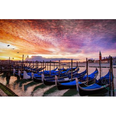 Fototapete PAPERMOON "Venedig Boote", bunt, B:5m L:2,8m, Vlies, Tapeten