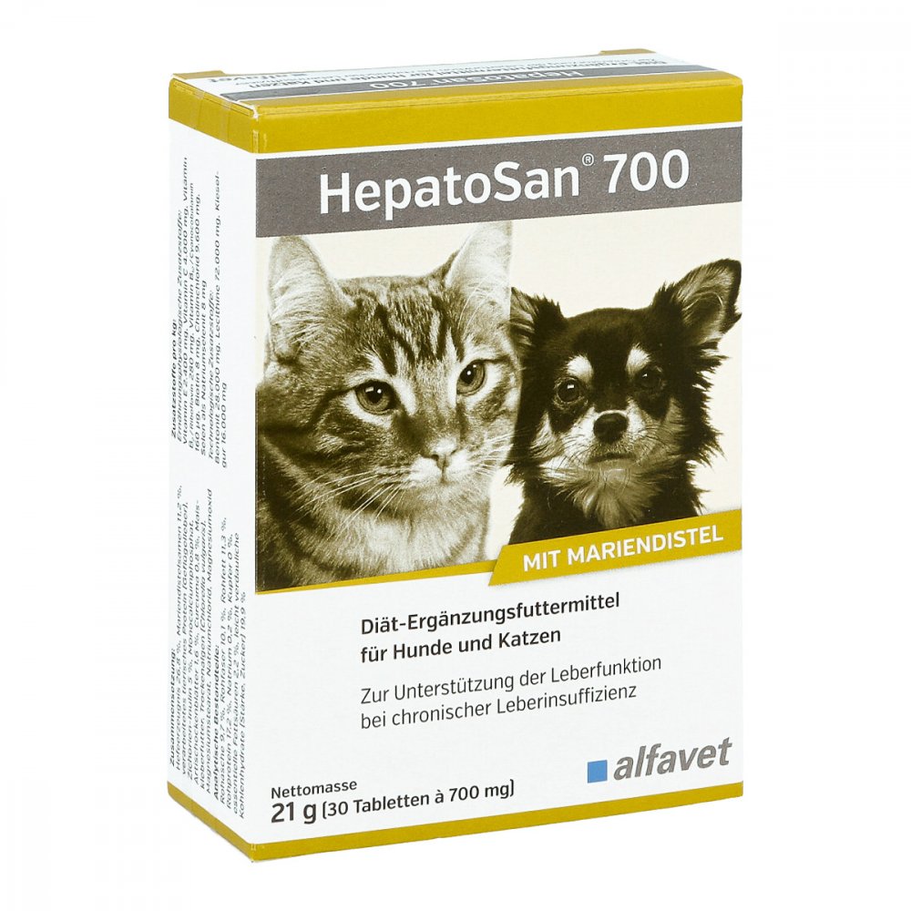 alfavet Tierarzneimittel GmbH Hepatosan 700 Ergänzungsfuttermittel für Hunde und Katzen Tablet 13501057
