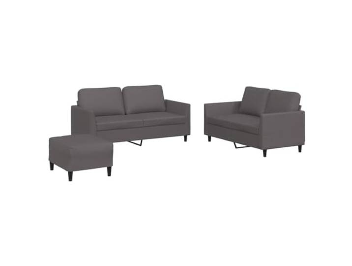 Todiikf 3-TLG Sofagarnitur mit Hocker & Kissen Couch Set Grau Kunstleder Komfortable Polstermöbel fürs Wohnzimmer: Pflegeleichtes Kunstleder, stabiles Metallgestell und Weichpolsterung.