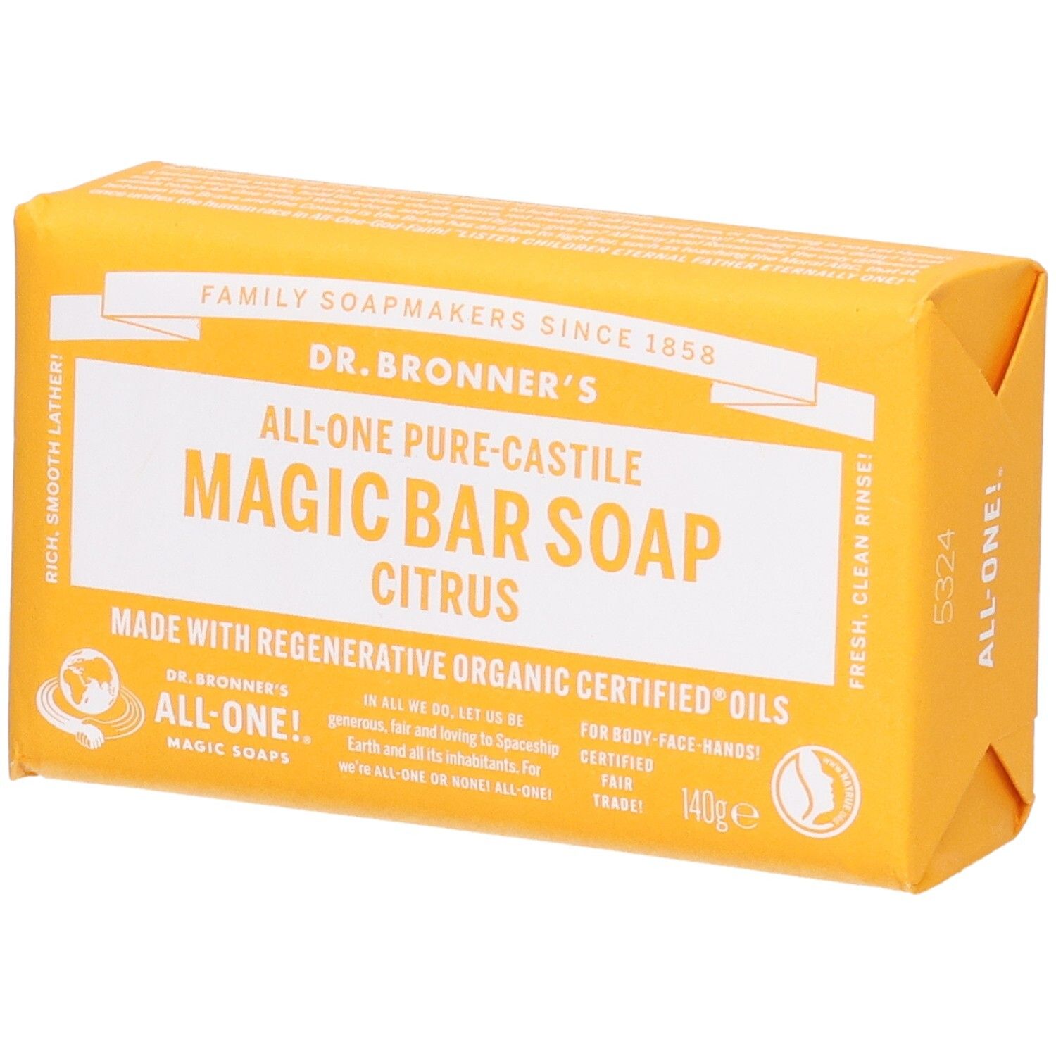 DR Bronners SAV Agrume/Orange 140G 140 g Seife