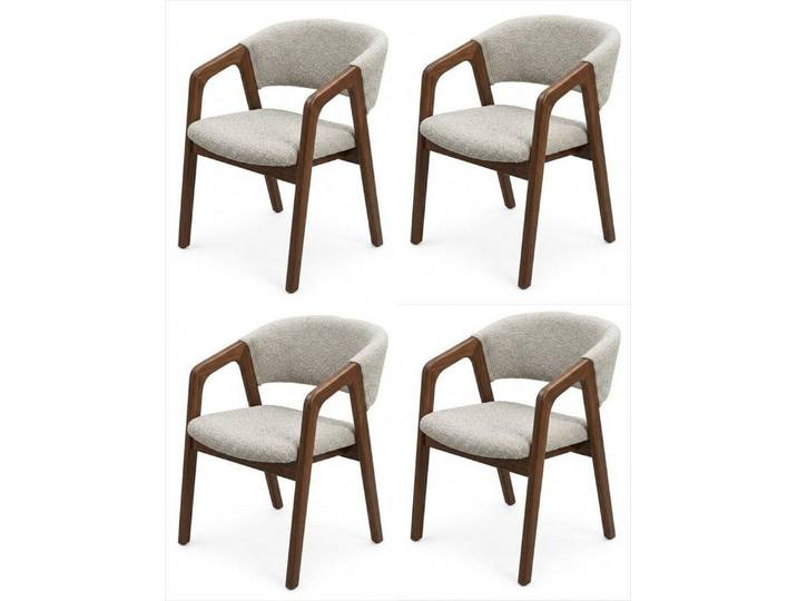 Xlmoebel Esszimmerstuhl Stuhl set beige Holz modern elegant Wohnzimmer Komfort (4er-Set, 4 St)