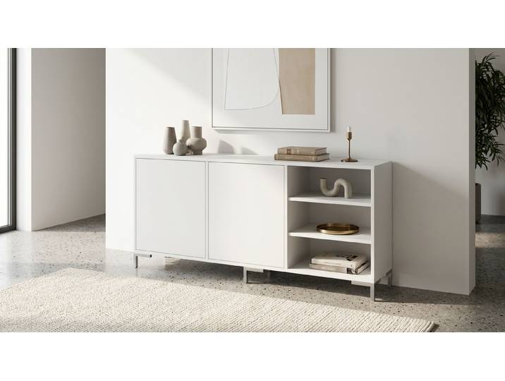 Stylishes Sideboard MDF Beschichtet MDF Weiß matt
