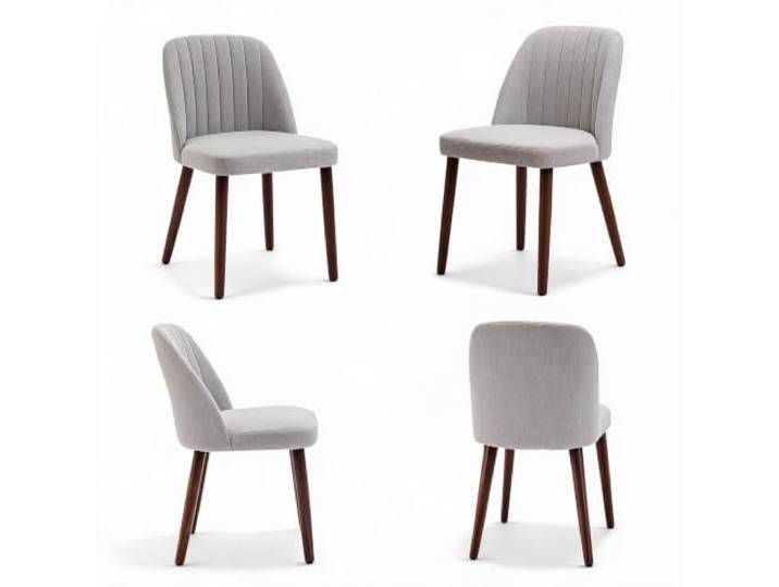 IDEALHOUSE Gepolsterte Esszimmerstühle Rubberwood Dining Chair 4er Grau Dining Room Chairs Stoffbezug, Gepolsterte Sitzfläche & Holzbeine, Moderner Küchenstuhl Für Esszimmer/Küche, bis 300 lbs