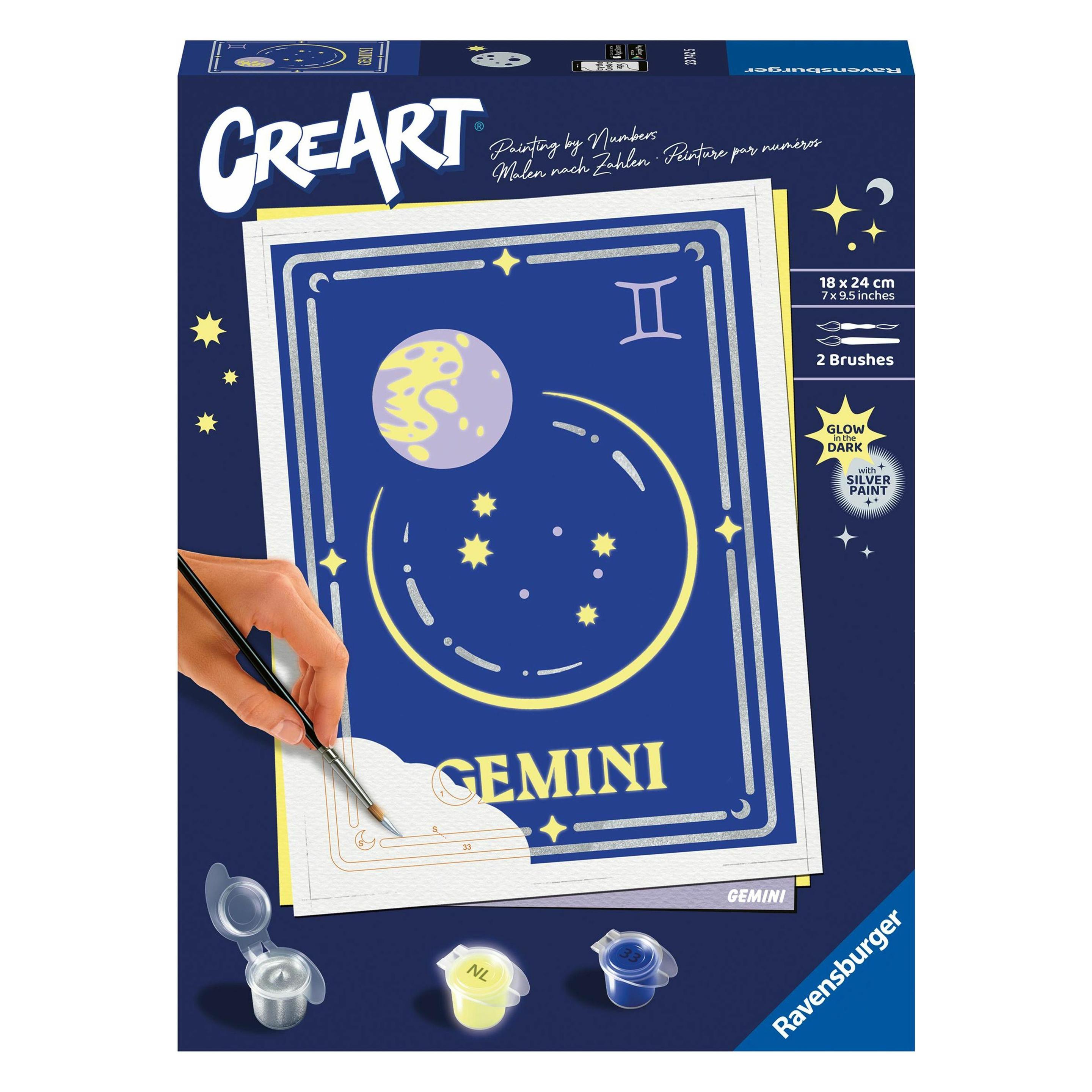 Ravensburger CreArt - Malen nach Zahlen 23742 - Zodiac Sign: Gemini, Sternzeichen Zwillinge - ab 14 (23742)