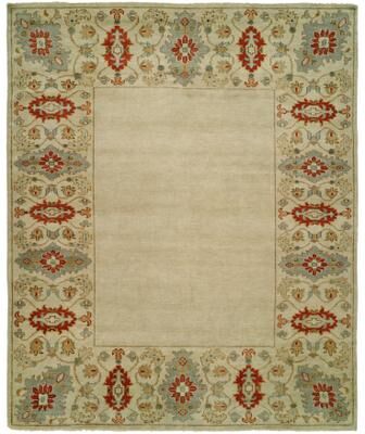 KALATY Transitional Beige Hand-Knotted Wool Area Rug