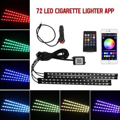 Inspired Living USB Car Interior Ambient Light Strips 48 LED With App And Remote Control 72led Remote App Cig