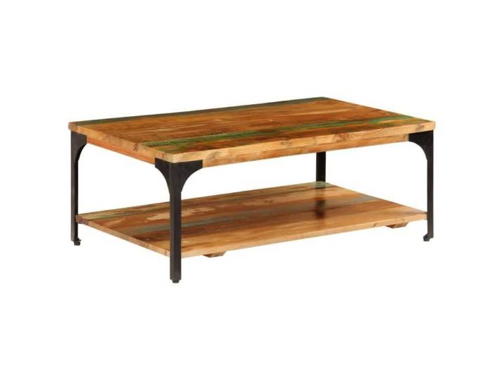 Table basse - Bois de récupération - 100x60x35 cm - Marron - Finition laquée - Design contemporain