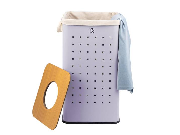 eluno Wäschetonne 50 Liter, lila, Lila, Metall, 32x58x32 cm, Haushalt & Reinigung, Wäschepflege, Wäschekörbe & Wäschetonnen