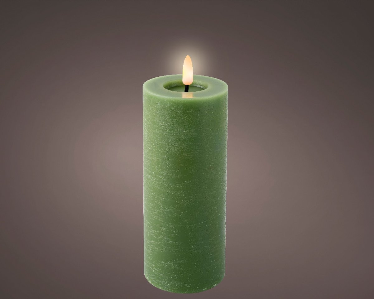 Lumineo LED wax stompkaars met vlameffect groen ø7x19 cm