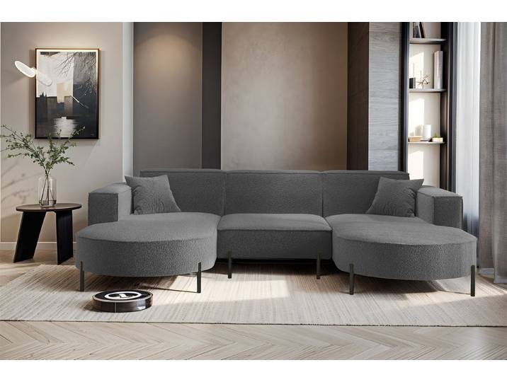 Fun Möbel Wohnlandschaft U-Form Sofa FUN MALAGA in Stoff, inkl. 2 Zierkissen, Rundumbezug