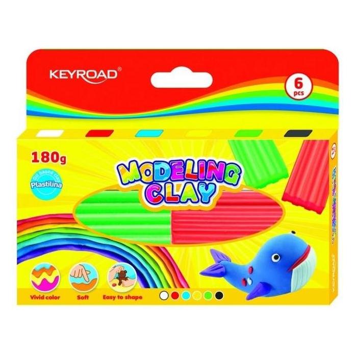 Keyroad Plastilin, 6x30g, dose, farbmischung (45650235)