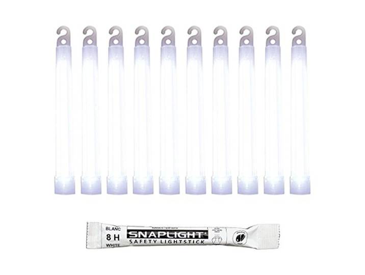 Cyalume SnapLight Knicklichter in weiß (100-er Pack) - 15 cm Glow Sticks mit Haken am Ende - ultra helle Light Sticks mit einer Leuchtdauer von 8 Stunden, Militärtauglich, REACH-konform