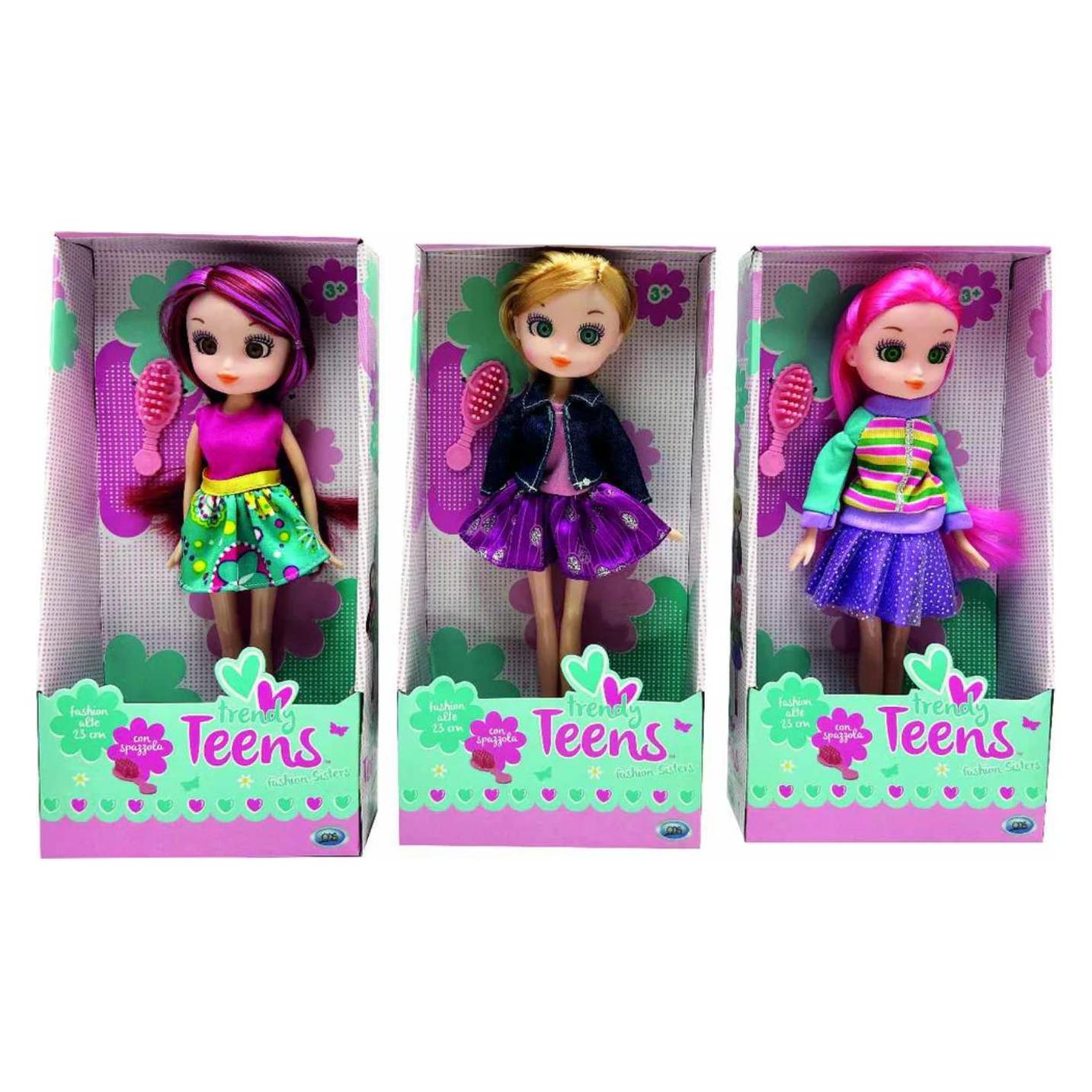 ODS Trendy Teens - Fashion Sistersmini fashion cm. 23 con spazzola,vestizioni casual (60439233)