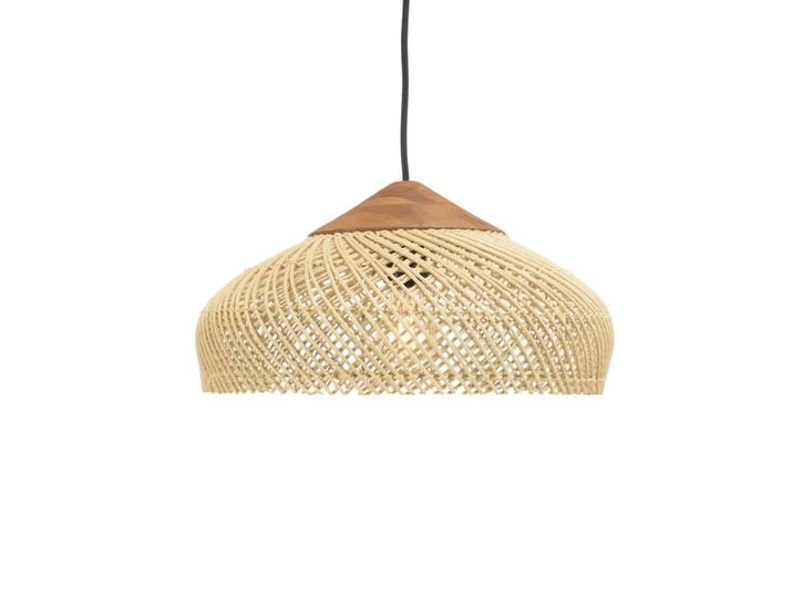Suspension 40x40cm en rotin couleur naturelle et teck recyclé