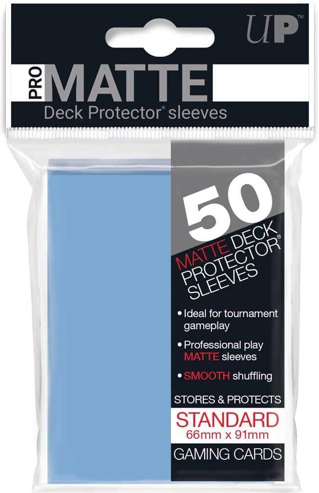 Ultra PRO Matte Deck Protectors (50ct) - Light Blue for Card Games, Trading Card Accessories, 50 Count, Acid-Free, Non-PVC Polypropylene, Matte Finish