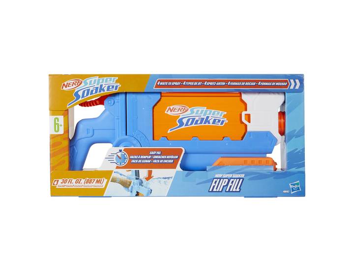 Nerf Super Soaker Flip Fill, blaster à eau avec 4 styles de jet, remplissage rapide, capacité de 887 mL d'eau, jouets d'eau