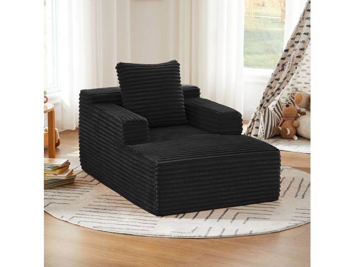 Fauteuil relaxation chaiselongue 1 place sans montage - MODENVIE - mousse haute densité corduroy noir