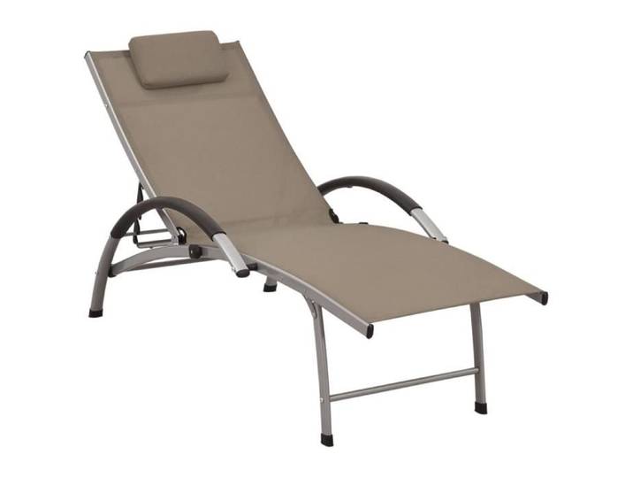 Chaise longue Textilène et aluminium Taupe