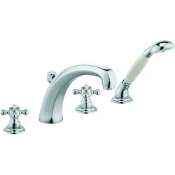 Kludi 1926 Wannen 4 Loch Armatur 515240520 chrom, hoher Auslauf 220 mm