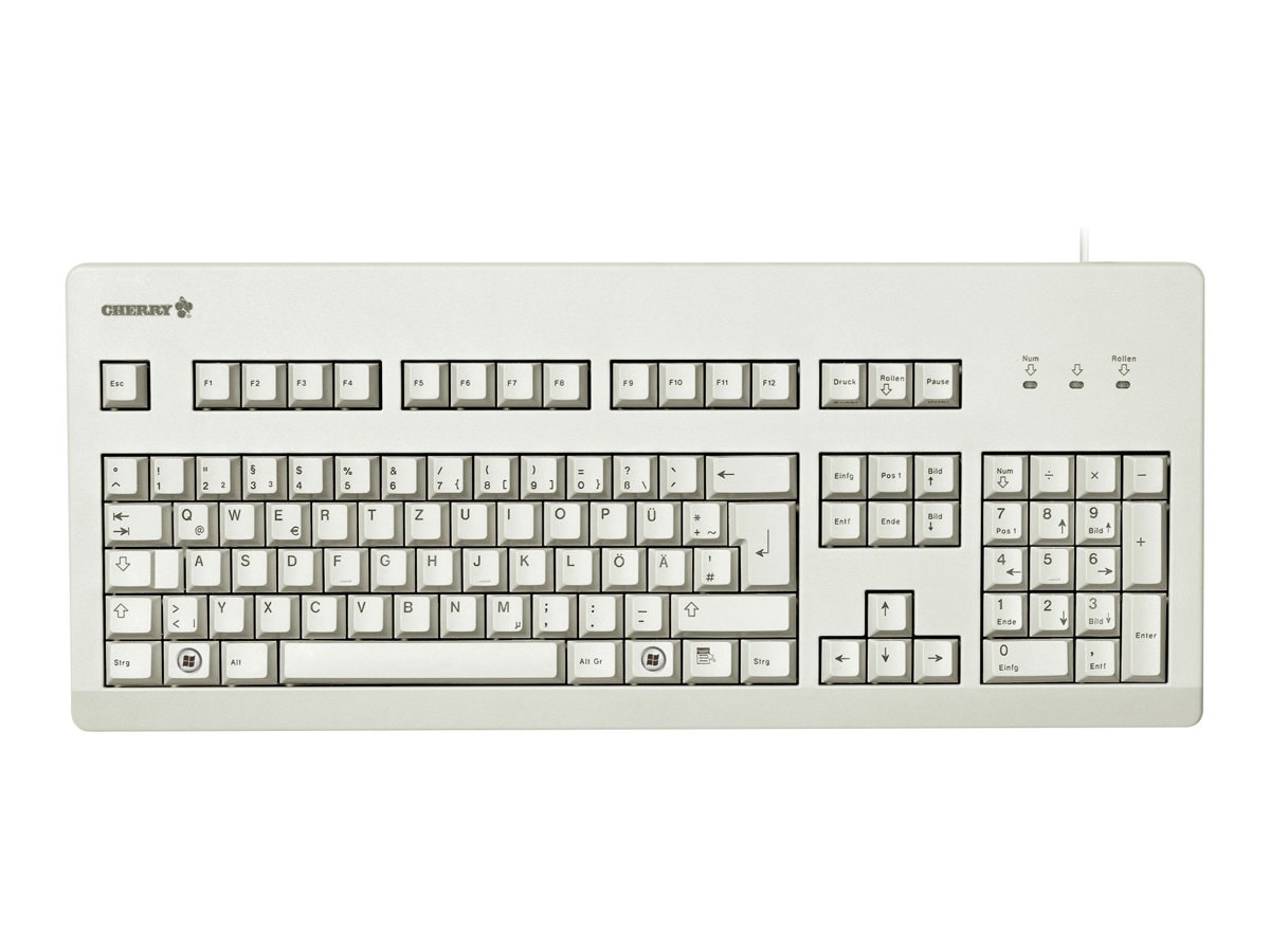 Cherry G80-3000 Kabelgebundene Tastatur US Layout mit Euro Symbol USB hellgrau G80-3000LXCEU-0